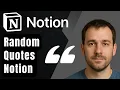 How to Add a Random Quote Generator to Your Notion Page 2025 Step-by-Step Beginner Tutorial