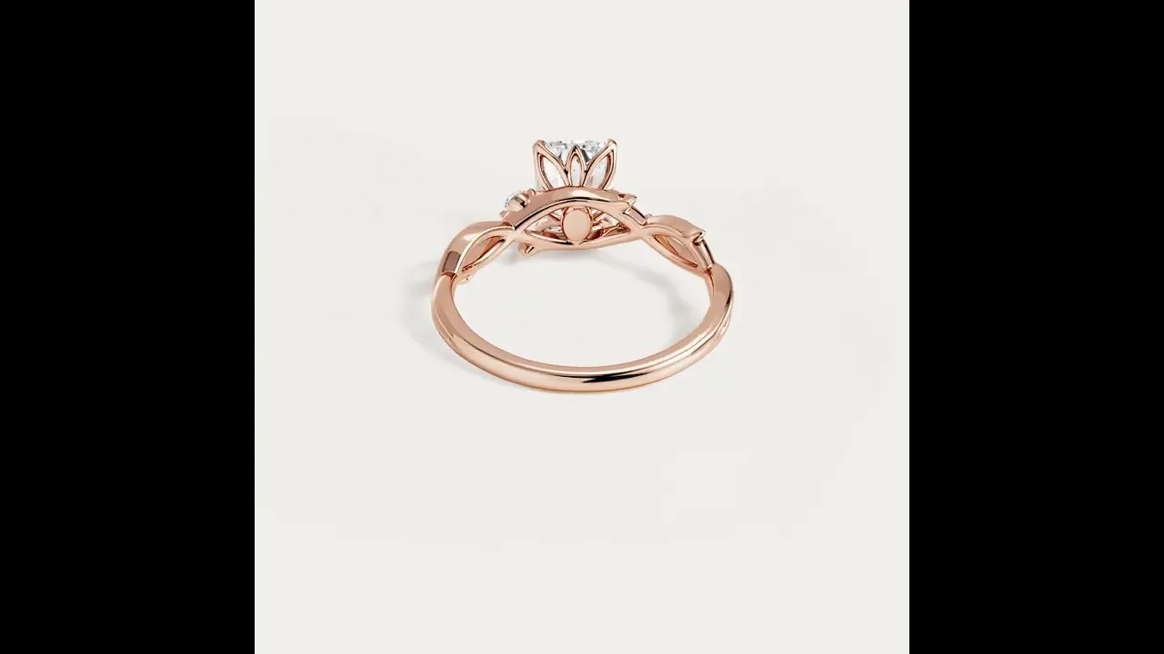 Miranda丨Elongated Cushion Cut Lab Diamond Intertwined Accent Engagement Ring