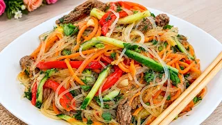 Funchoza salad is simple and delicious.