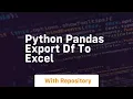 python pandas export df to excel