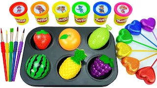 Satisfying Video l DIY How To Make Rainbow Slime Goo Fills Fruit Lollipop Molds Sprunki ASMR Sounds