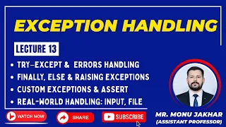 Lecture 13 Exception Handling in Python Complete Python Course