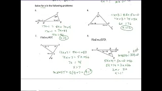 5-1 Exterior Angle Theorem Triangle Sums ws