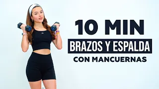 TONIFICA y ADELGAZA tus BRAZOS y ESPALDA en CASA - Rutina con MANCUERNAS en casa | Pau Fit