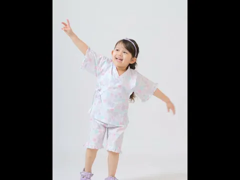 [現貨] 日本直送 Aenak 嬰兒粉紫色繡花球日本和服浴衣套裝