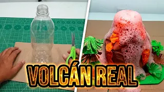 CÓMO HACER UN VOLCÁN QUE HACE ERUPCIÓN PASO A PASO/ MAQUETA ESCOLAR DE VOLCÁN #volcan #maqueta 