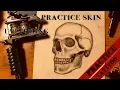 Black and grey skull tattoo - practice fake skin tattooing