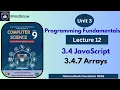 Unit 3 Programming Fundamentals 3 4 7 Arrays in JavaScript Class 9 Computer Science FBISE NBF