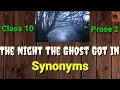 Class 10 Prose 2 The Night the Ghost Got In Synonyms TN New Syllabus Meaning in English Tamil