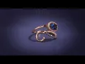 LeVian 14K Rose Gold Oval Blue Topaz Cttw White Chocolate Diamond Bypass Fashion Ring