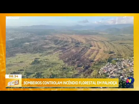 Bombeiros controlam incêndio florestal na Serra do Tabuleiro em Palhoça