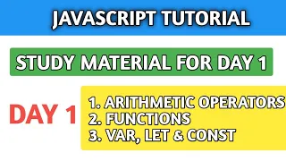 JavaScript Tutorial for Beginners var let and const Resource for Day 1