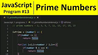 JavaScript Program 13 - Print All Prime Numbers in an Interval in JavaScript