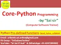 Python Pre-defined Functions bool bytes callable Python Functions Py Inbuilt Funcs