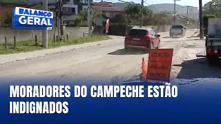 Obra parada na Avenida do Campeche gera transtornos a moradores