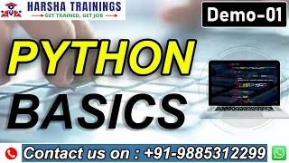 Python Demo 01 Python Basics Python Tutorial For Beginners Python Tutoria l Harsha Trainings