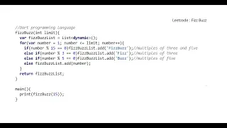 Leetcode Fizz Buzz Dart Language fizzbuzz