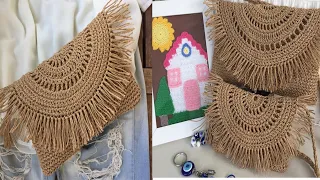 بورتفيه بخيط الخيش الكتان طريقه عمل شنطه بورتفيه خيش Pouch Crochet 
