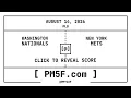 Washington Nationals WSH New York Mets NYM MLB Final Box Score AUGUST 14 2026
