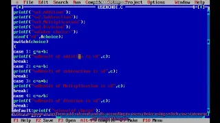 C Program to perform add sub mul div using switch case statement and users choice