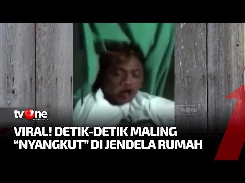 Sedang Viral! Panik Ketahuan Pemilik Rumah, Maling Tersangkut di Jendela