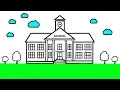 How to Draw School for kids school coloring pages for children