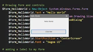 PowerShell Windows Forms Tutorial 1 Hello World
