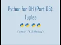 Python for Digital Humanities 05 Tuples
