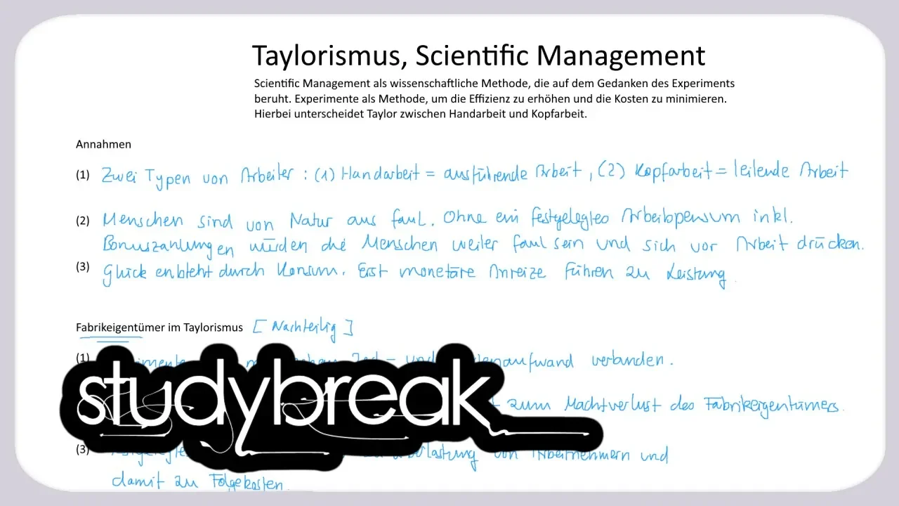 Taylorismus, Scientific Management | Organisation