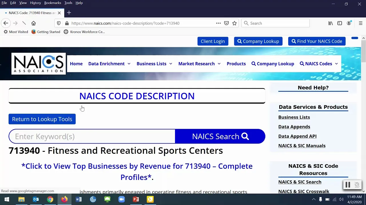 NAICS Codes ENTR 120