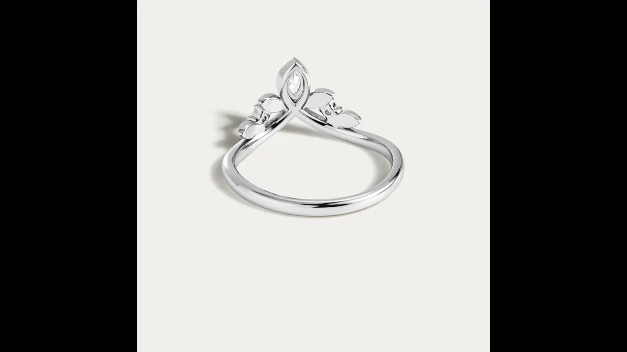 Butterfly Wing Marquise Three-Stone Lab Diamond Wedding Band