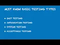 Software Testing - Part 1 MUST Know Basic Testing Types