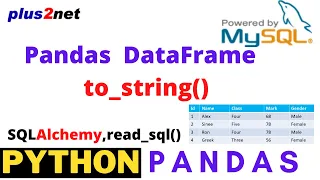Python Pandas string output from DataFrame using MySQL sample table as source by to - string