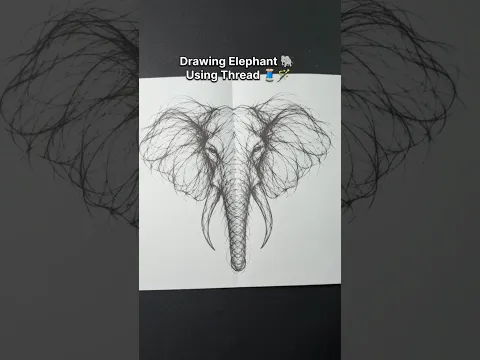 Amazing Red Thread Elephant Drawing πβ€οΈ | Unique String Art Drawing #Shorts#viral
