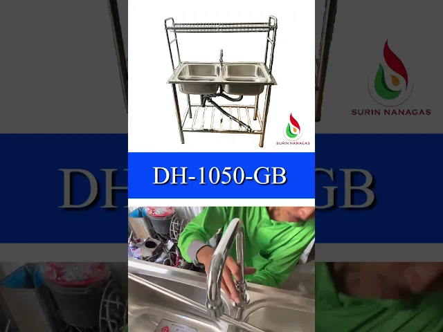 Dyna Home รุ่น DH-1050-GB อ่างล้างจานโครงสแตสเลส 2 หลุมใหญ่ แบบตั้งพื้น
