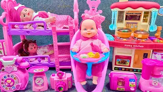 11 minutes satisfying with unboxing pink barbie doll bedroom kitchen collection review toys asmr