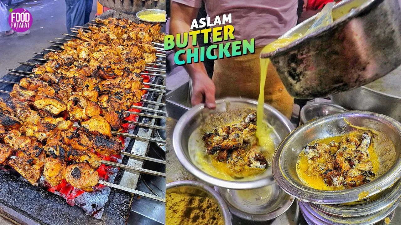 World Famous Aslam Butter Chicken   Old Delhi Aslam Chicken Kabab Jama Masjid   Delhi Street Food