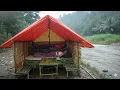 Lagu Camping hujan deras bermalam di gubuk bambu hidup seadanya di hutan seru banget camping hujan