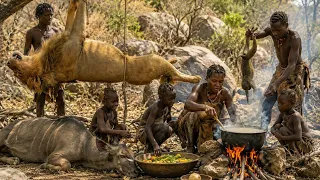 Hadzabe Woman Cooking in the Wild with Children | Traditional African Village Life 🦁🔥🍲🌿