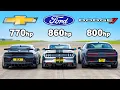 Download Lagu Ford Mustang v Chevy Camaro v Dodge Hellcat Redeye: DRAG RACE