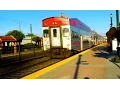Caltrain 287 meets Caltrain 288 with MP36 leading at Burlingame Station on 2015