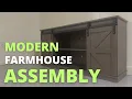 JUMMICO TV Stand for 65 Inch TV Assembly Hartin TV Stand with Sliding Barn Doors for TVs up to 65