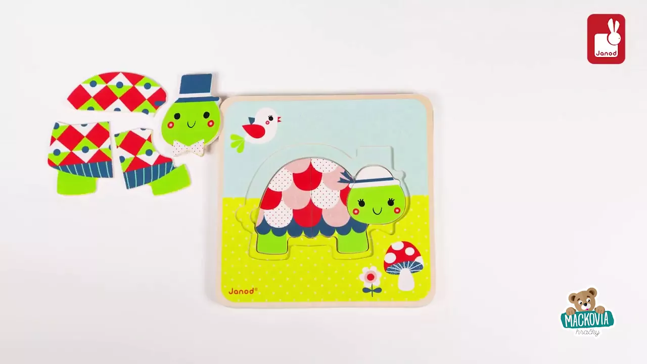 Puzzle pre najmenších - Drevené puzzle pre najmenších Rodinka korytnačiek Janod - 4