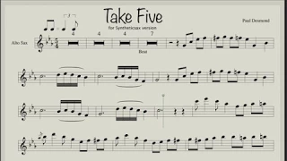 Paul Desmond Take Five Sheet Music Backing Track For Saxophone Alto 