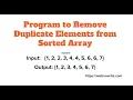 Java Program to Remove Duplicate Elements from Sorted Array