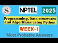 Programming Data Structures and Algorithms using Python NPTEL week 1 answers 2025