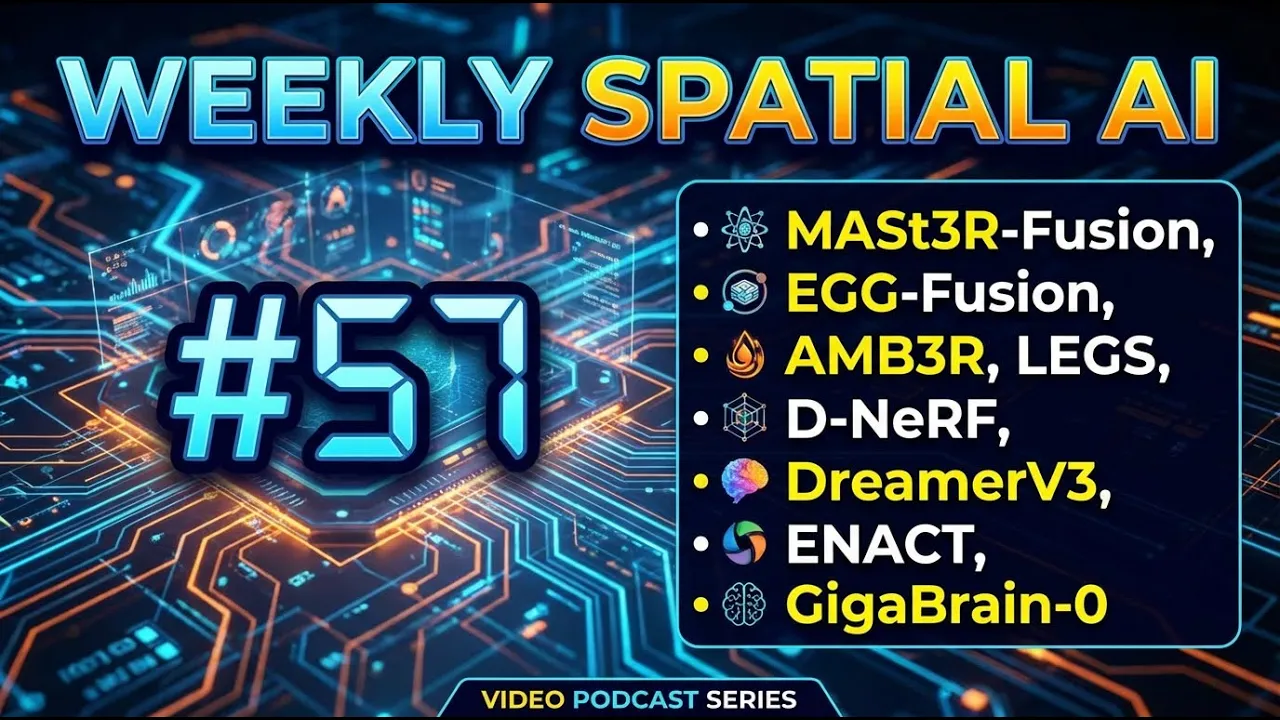 Weekly Spatial AI #57 - MASt3R-Fusion, EGG-Fusion, AMB3R, LEGS, D-NeRF, DreamerV3, ENACT, GigaBrain