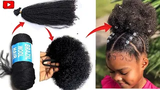  how to make afro ponytail for short natural hair using a brazilian wool 