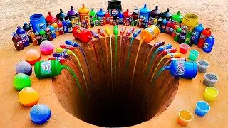 Giant Underground 1500L Hole Experiment with Big Fanta, Mtn Dew, Pepsi, Coca Cola vs Mentos