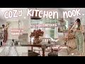 building a cozy KITCHEN NOOK window bench chairs diy cafe curtains decor